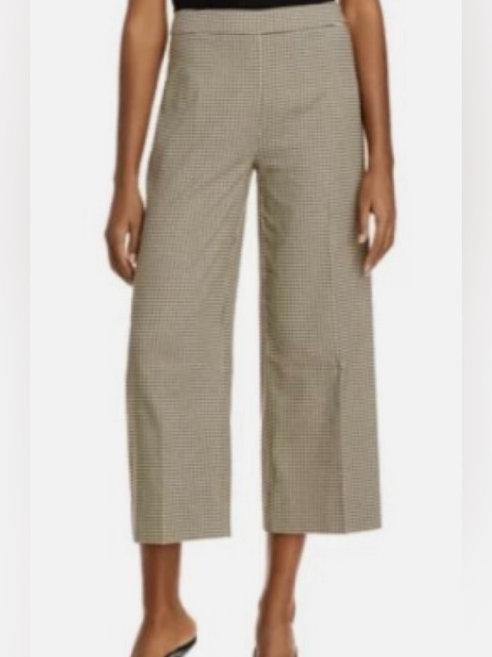 NWOT-LOFT Plaid Cropped Wide-Leg Pants - Tan & Black
